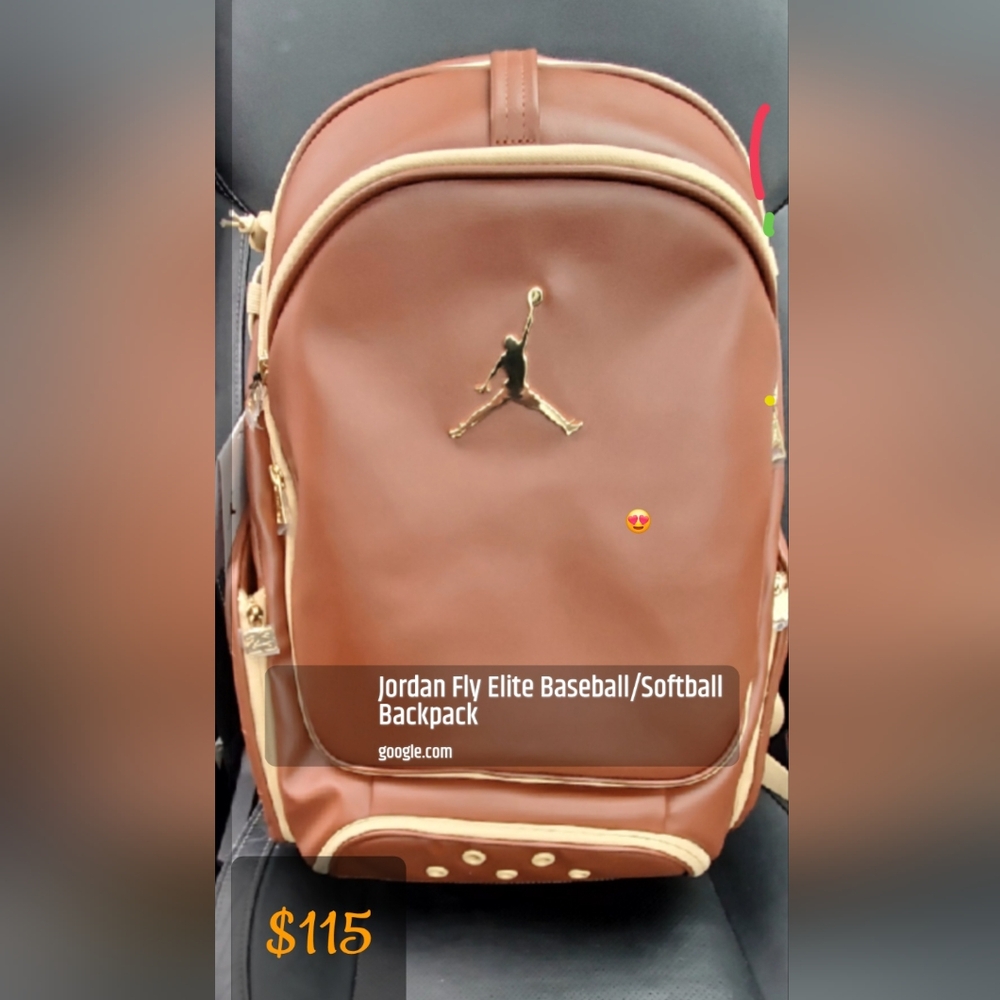Jordan Baseball backpack. Holds 4 bats, cleats on bottom. Lots of space.